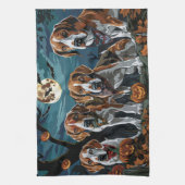 Amerikaanse Engelse vosshond Halloween Griezelig Theedoek (Verticaal)