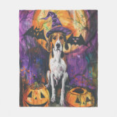Amerikaanse Engelse vosshond Halloween Pompoen Fleece Deken (Voorkant)
