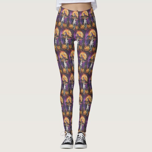 Amerikaanse Engelse vosshond Halloween Pompoen  Leggings (Voorkant)