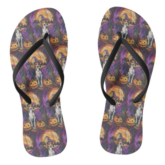 Amerikaanse Engelse vosshond Halloween Pompoen Teenslippers (Voetbed)