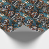 Amerikaanse Engelse vosshond Halloween spooky Cadeaupapier (Hoek)