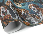 Amerikaanse Engelse vosshond Halloween spooky Cadeaupapier (Rol Hoek)