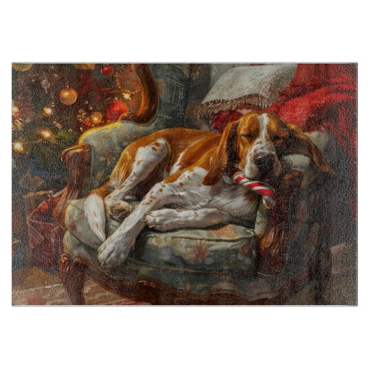 Amerikaanse Engelse vosshond hond kerstfeest Kerst Snijplank (Voorkant)