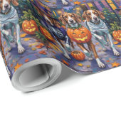 Amerikaanse Engelse Vosshond in Halloween Kostuums Cadeaupapier (Rol Hoek)