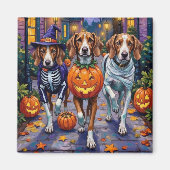 Amerikaanse Engelse Vosshond in Halloween Kostuums Magneet (Voorkant)
