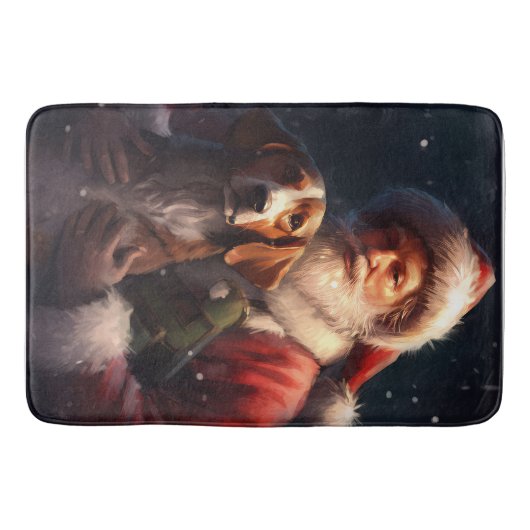 Amerikaanse Engelse vosshond Kerstman Kerstmis Badmat (Voorkant)