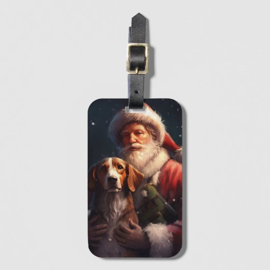 Amerikaanse Engelse vosshond Kerstman Kerstmis Bagagelabel (Voorkant (verticaal))