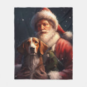 Amerikaanse Engelse vosshond Kerstman Kerstmis Fleece Deken (Voorkant)