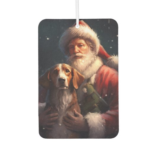 Amerikaanse Engelse vosshond Kerstman Kerstmis Luchtverfrisser (Voorkant)