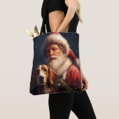 Amerikaanse Engelse vosshond Kerstman Kerstmis Tote Bag (Dichtbij)