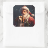 Amerikaanse Engelse vosshond Kerstman Kerstmis Vierkante Sticker (Tas)