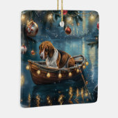 Amerikaanse Engelse vosshond Kerstmis Festivale Re Keramisch Ornament (Rechts)