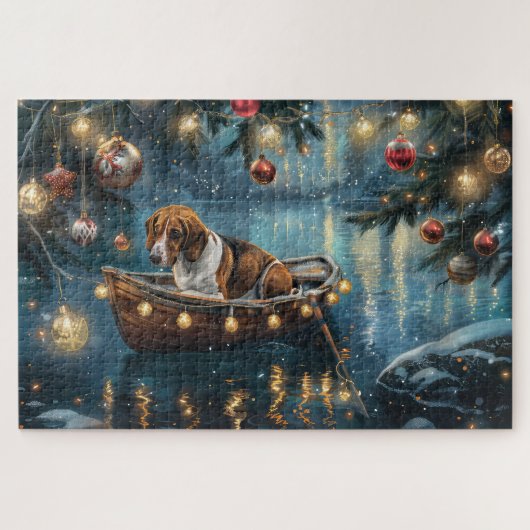 Amerikaanse Engelse vosshond Kerstmis Festivale Re Legpuzzel (Horizontaal)