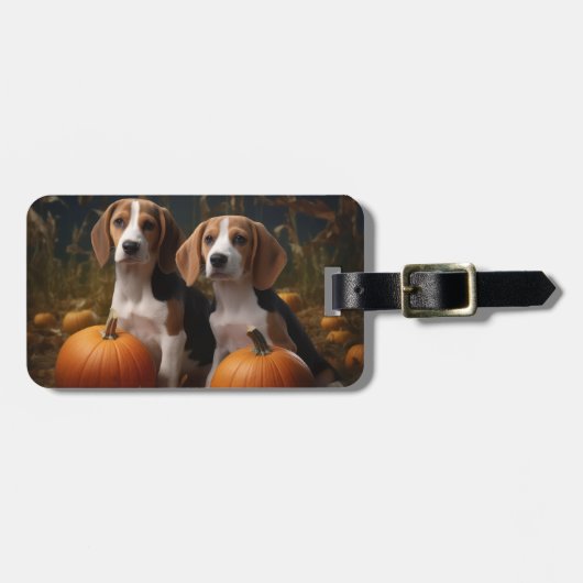 Amerikaanse Engelse vosshond Puppy Herfst Delight Bagagelabel (Voorkant horizontaal)