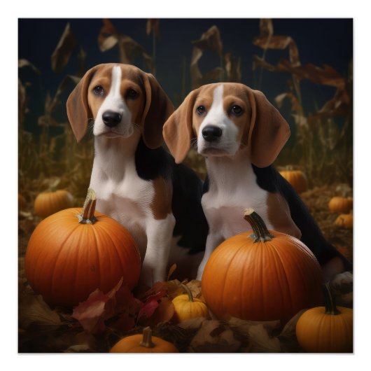 Amerikaanse Engelse vosshond Puppy Herfst Delight Perfect Poster (Voorkant)