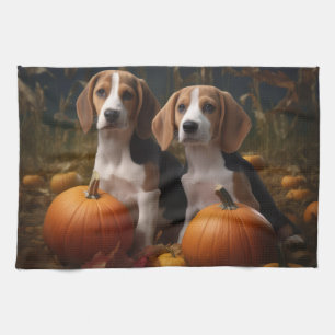 Amerikaanse Engelse vosshond Puppy Herfst Plezier Theedoek