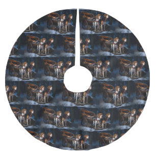 Amerikaanse Engelse vosshond Sneeuw Slede Kerstmis Kerstboom Rok