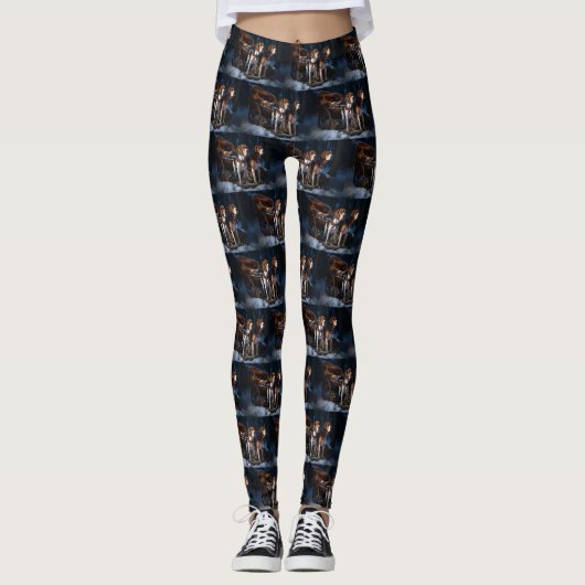 Amerikaanse Engelse Vosshond Sneeuw Slede Kerstmis Leggings (Voorkant)