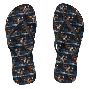Amerikaanse Engelse Vosshond Sneeuwige slee Kerstm Teenslippers