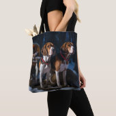 Amerikaanse Engelse Vosshond Sneeuwige slee Kerstm Tote Bag (Dichtbij)