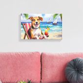 Amerikaanse Engelse Vosshond Strand Scene Canvas Afdruk (Insitu (Woonkamer))