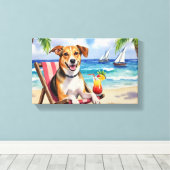 Amerikaanse Engelse Vosshond Strand Scene Canvas Afdruk (Insitu (Houten vloer))