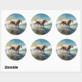 Amerikaanse Engelse Vosshond Strand Surfen Schilde Ronde Sticker (Vel)