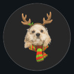 Amerikaanse Er Spaniel Hondenliefhebber Christmas  Ronde Sticker<br><div class="desc">Amerikaanse Er Spaniel Hondenliefhebber Christmas Xmas Reindeer 1</div>