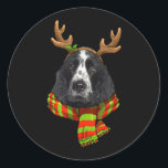 Amerikaanse Er Spaniel Hondenliefhebber Christmas  Ronde Sticker<br><div class="desc">Amerikaanse Er Spaniel Hondenliefhebber Christmas Xmas Reindeer</div>