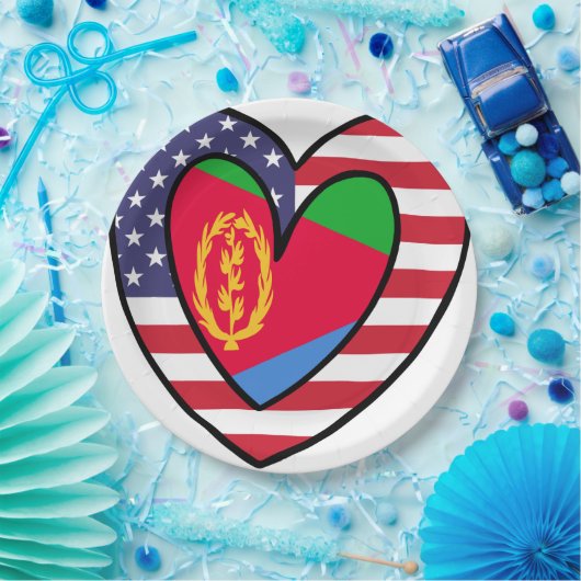 Amerikaanse Eritrese vlag Inner Heart USA Eritrea Papieren Bordje (Feest)