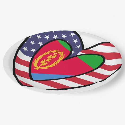 Amerikaanse Eritrese vlag Inner Heart USA Eritrea Papieren Bordje (Gekanteld)