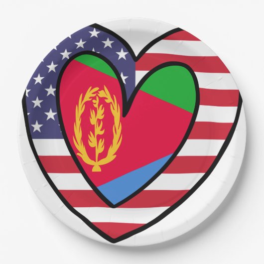 Amerikaanse Eritrese vlag Inner Heart USA Eritrea Papieren Bordje (Voorkant)