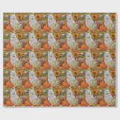 Amerikaanse Eskimo Autumn Harvest Thanksgiving Dog Cadeaupapier (Vlak)