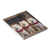 Amerikaanse Eskimo bij de open haard Kerstmis Notitieblok (Schuin)