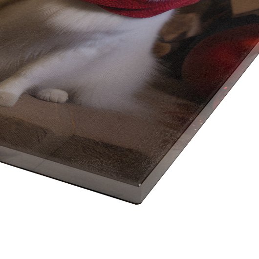 Amerikaanse Eskimo bij de open haard Kerstmis Snijplank (Hoek)