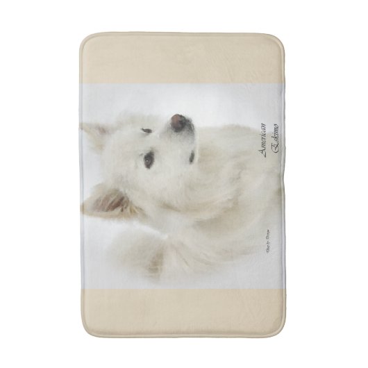 Amerikaanse Eskimo Dog Art Badmat (Voorkant Verticaal)