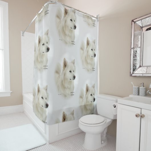 Amerikaanse Eskimo Dog Art Douchegordijn (In situ)