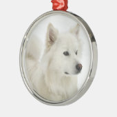 Amerikaanse Eskimo Dog Art Metalen Ornament (Links)