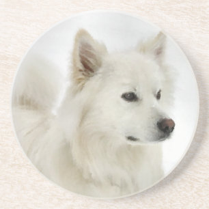 Amerikaanse Eskimo Dog Art Zandsteen Onderzetter