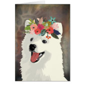 Amerikaanse Eskimo Dog die een bloem kroon draagt (Voorkant)