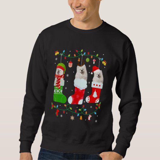 Amerikaanse Eskimo Dog drie kerstsokken Sweater (Voorkant)