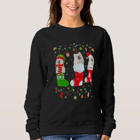 Amerikaanse Eskimo Dog drie kerstsokken Sweater (Voorkant)