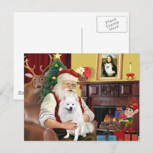 Amerikaanse Eskimo Dog Feestdagenkaart (Voorkant / Achterkant)