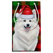 Amerikaanse Eskimo Dog Holiday Plaid Kerstmis Klein Cadeauzakje (Achterkant)