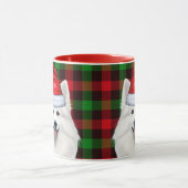 Amerikaanse Eskimo Dog Holiday Plaid Kerstmis Mok (Midden)