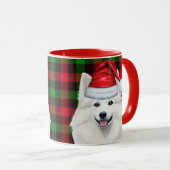 Amerikaanse Eskimo Dog Holiday Plaid Kerstmis Mok (Voorkant rechts)
