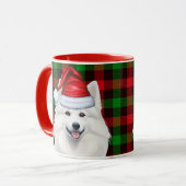Amerikaanse Eskimo Dog Holiday Plaid Kerstmis Mok (Voorkant links)