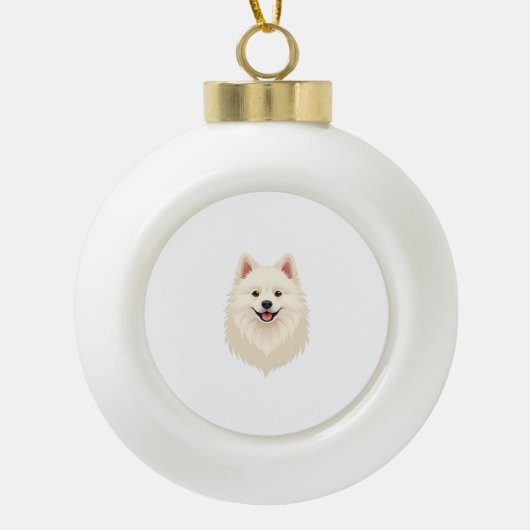 Amerikaanse Eskimo Dog Keramische Bal Ornament (Voorkant)