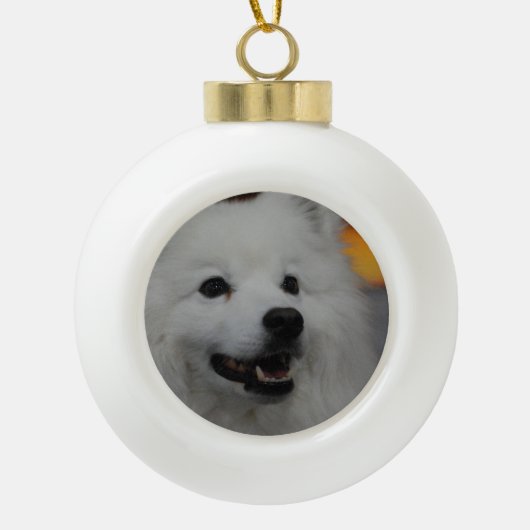Amerikaanse Eskimo Dog Keramische Bal Ornament (Voorkant)