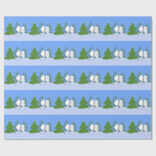 Amerikaanse Eskimo Dog - kerstboom decorteren Cadeaupapier (Vlak)